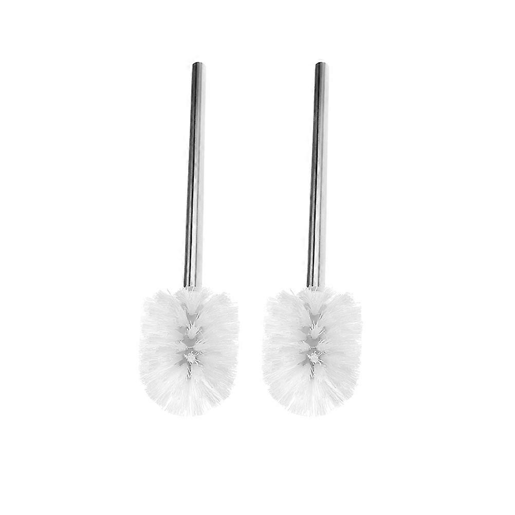 Stainless Steel Toilet Brush Replacement Bathroom Accessory 360 Degree Cleaning White 2Pcs