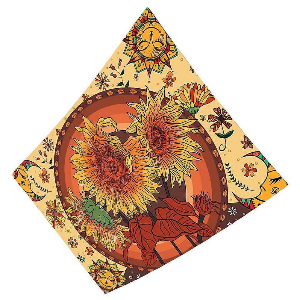 نسيج حائط الأزهار على الطراز البوهيمي ماندالا عباد الشمس خلفية ديكور المنزل لون متنوع 150x130 سم تكنولوجيا مطبوعة متقدمة 1 حزمة