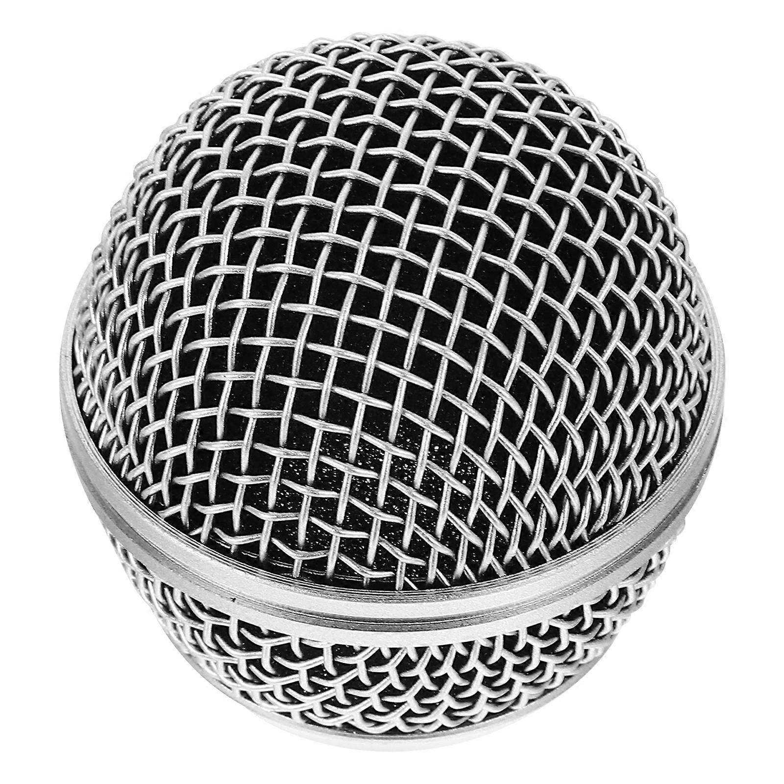 Mic Ball Head Replacement Mesh Grill for Microphone Grille Cover with Collision Protection, Half Steel Mesh for Standard Dynamic Mics, Noise Reducing