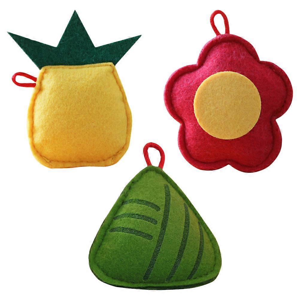 Pet Chewing Toy Catnip Cat Toys Plush Shape Assorted Color Indoor Play Kitten Interactive 7.00X7.00X1.00CM 3Pcs