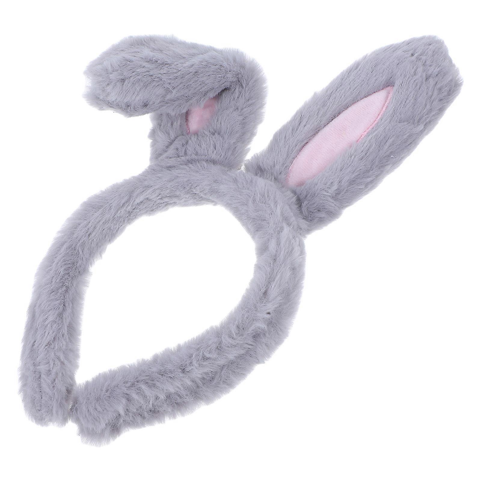 Easter Bunny Ears Headband Rabbit Design Hair Accessory Stage Performance Plush Grey 29X7X2CM Costume Accessory 1Pack