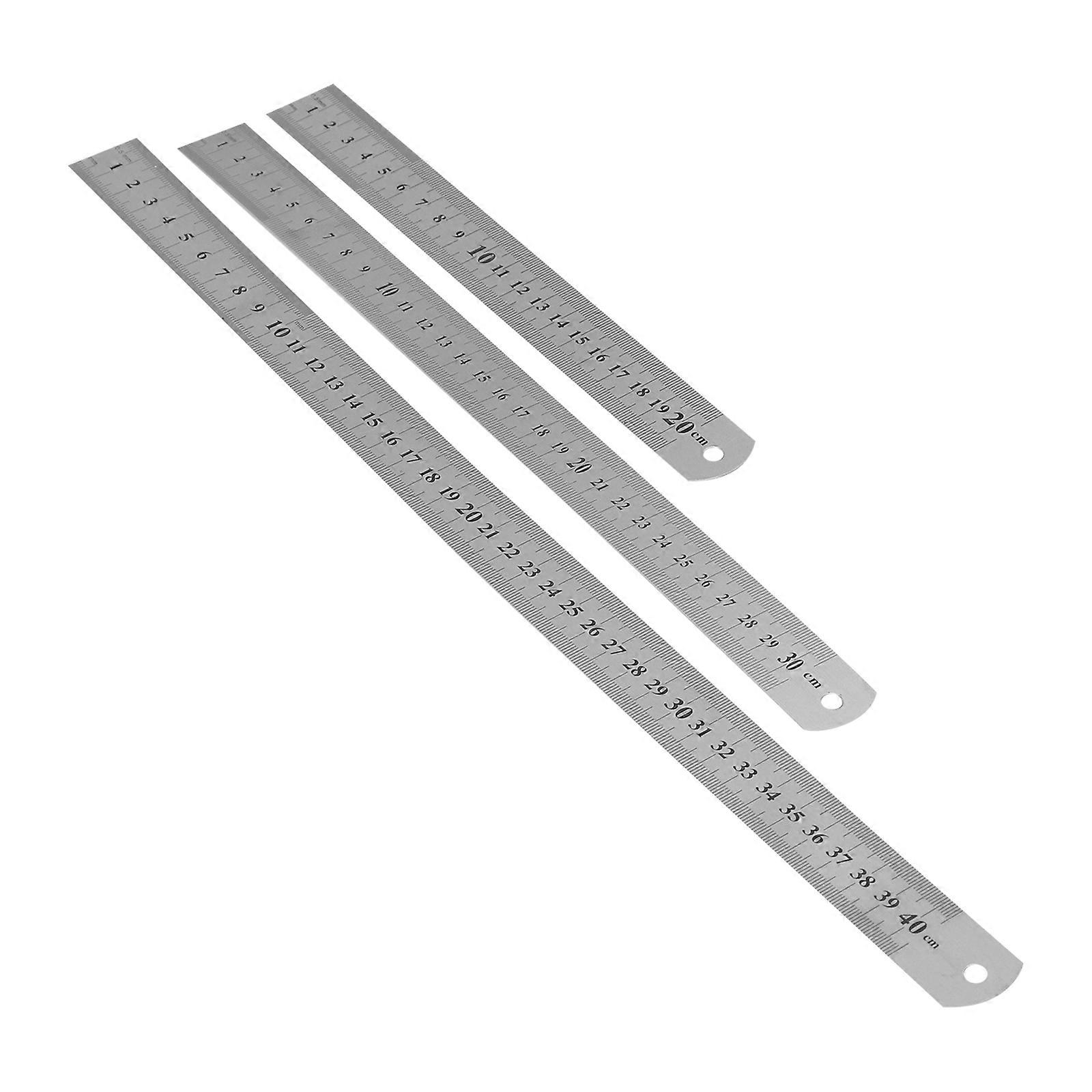 Architecture Scale Ruler Stainless Steel Metal Ruler for Home Use Office Use School Use Straight Edge 40cm 3Pcs