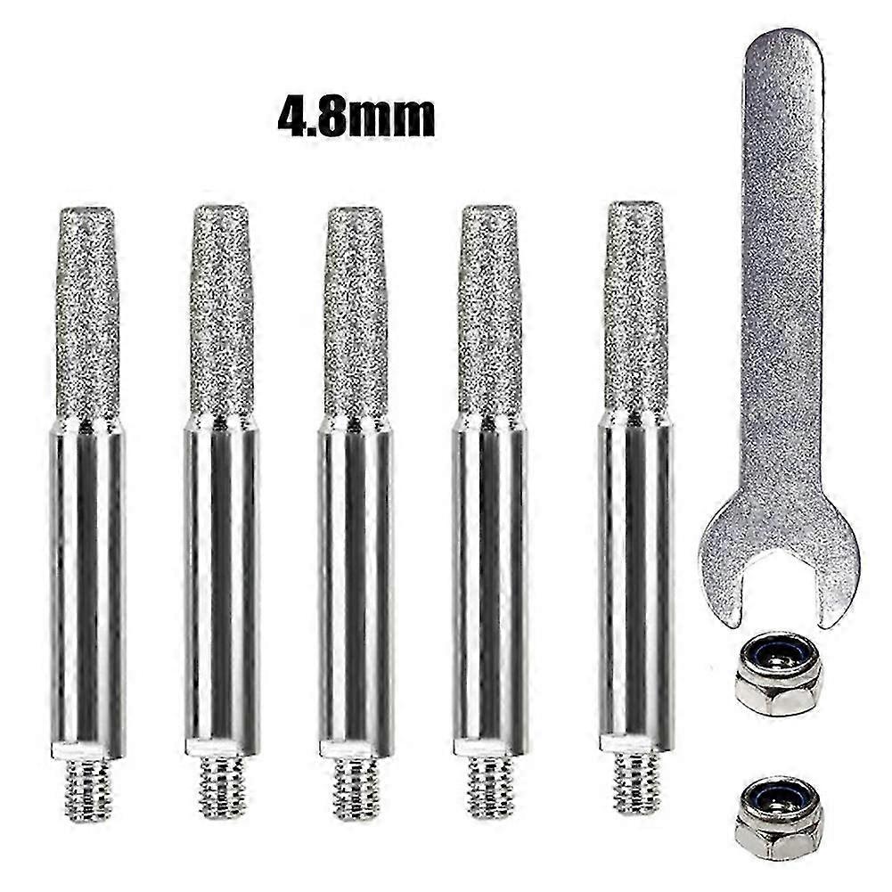 6pcs Silver Stone Chainsaw Sharpener Cylindrical Burr 4.8mm HB Coated