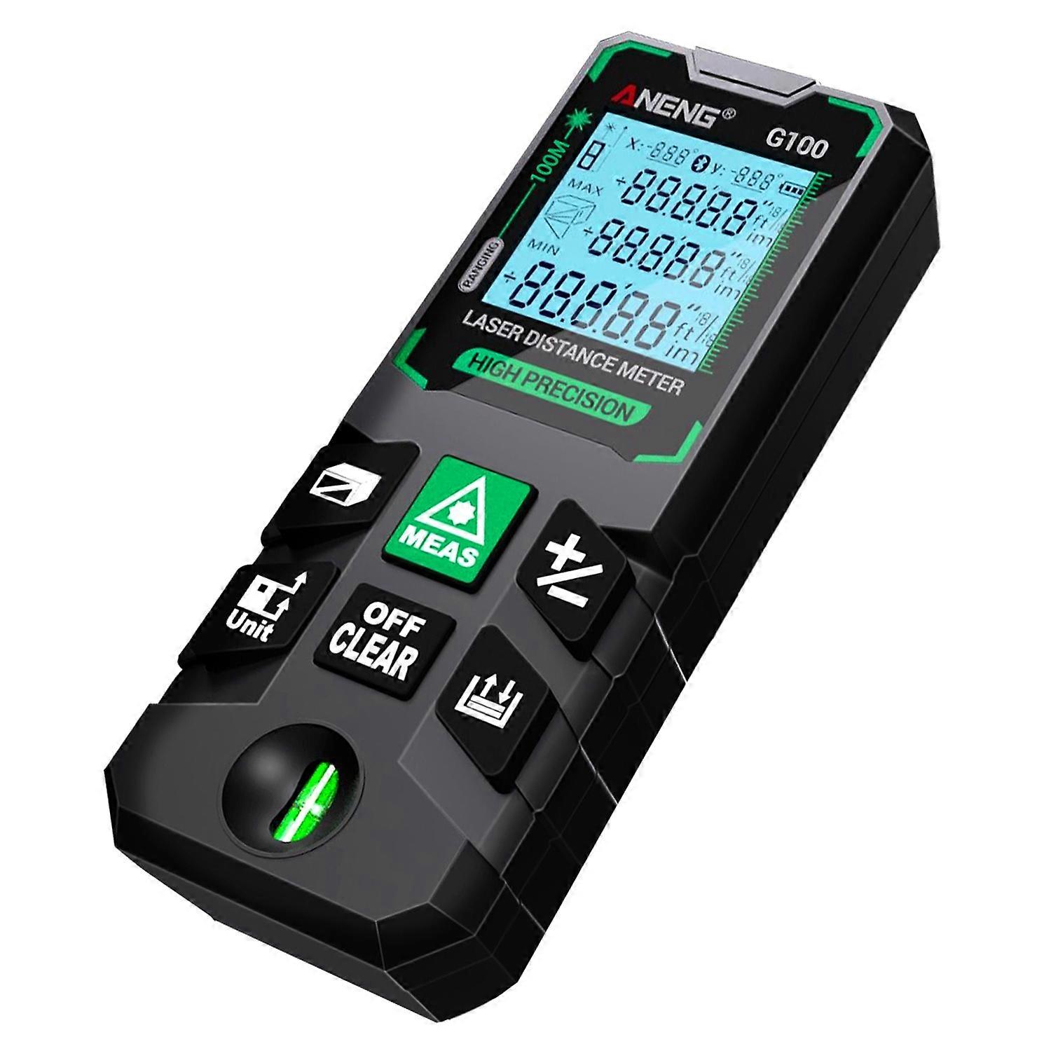ANENG G100 Portable Handheld Laser Rangefinder 100m Measuremen Range Green Beam Laser Distance Measu