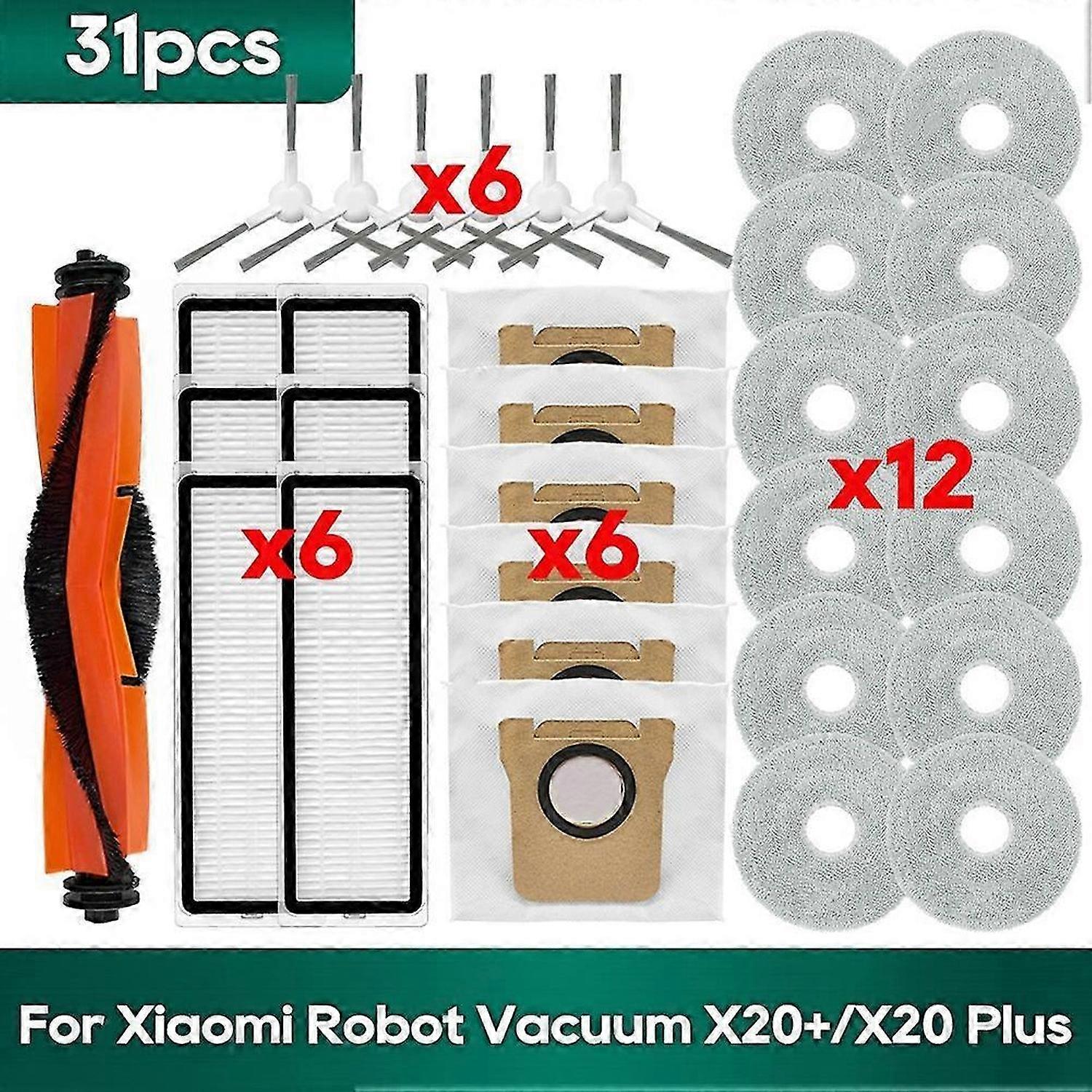 עבור Xiaomi X20 Plus / X20+, Xiaomi X10 Plus / X10+ אביזרים שקיות Hepa מסנן מגב בד צד ראשי