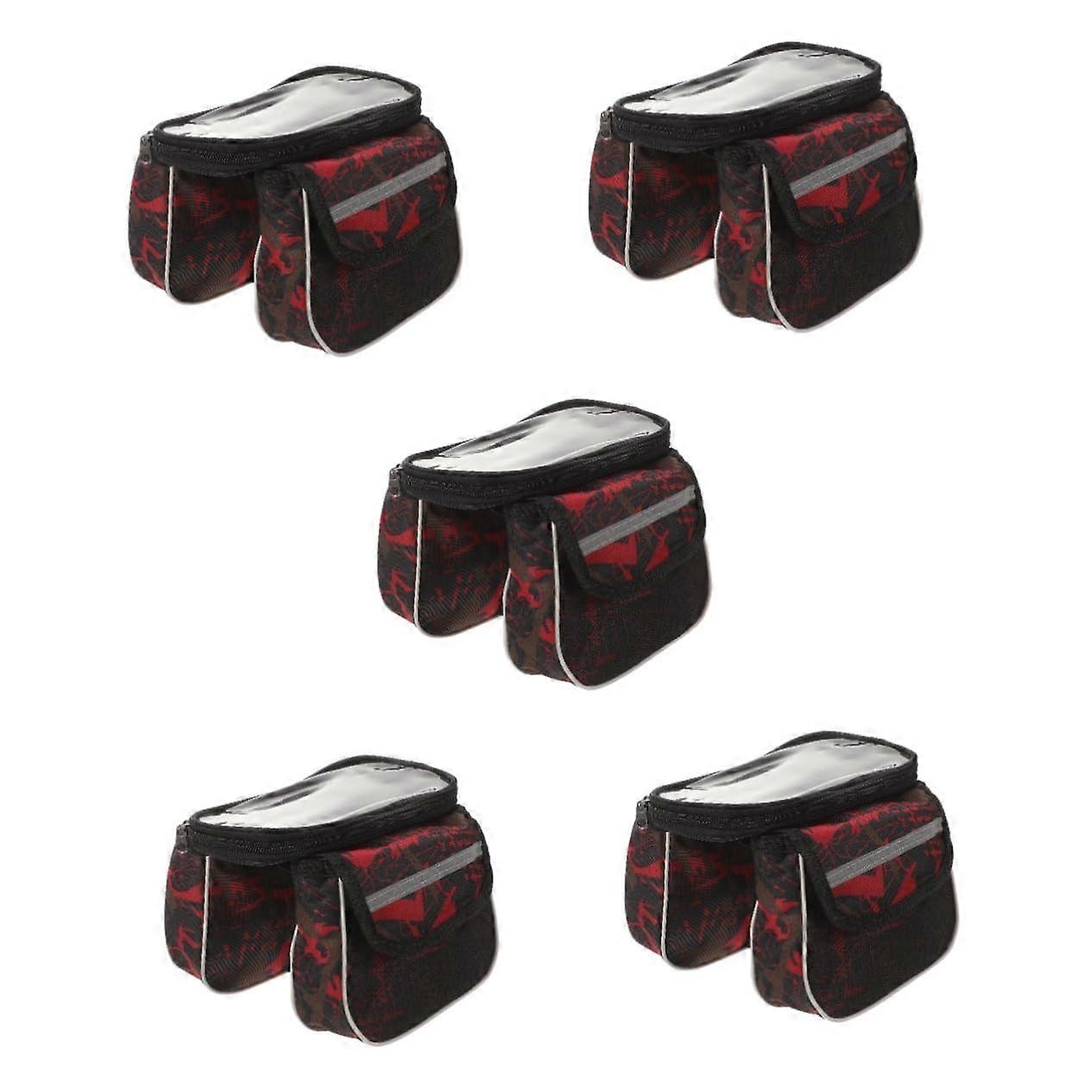 Pack of 5 Bicycle Top Tube Bag Oxford Fabric T Touch Screen