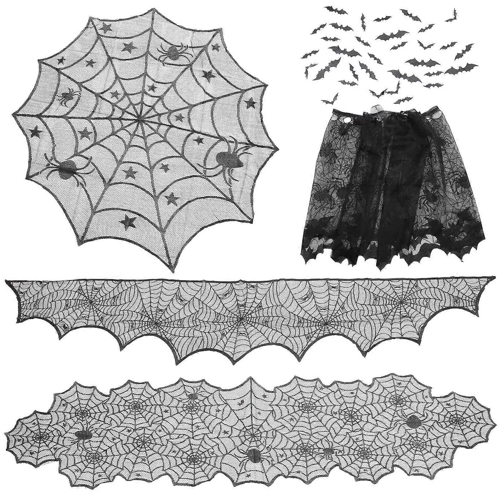 Families Table Decorations Spiderweb Table Cover Halloween Style 102x102x0.1cm 1 Set