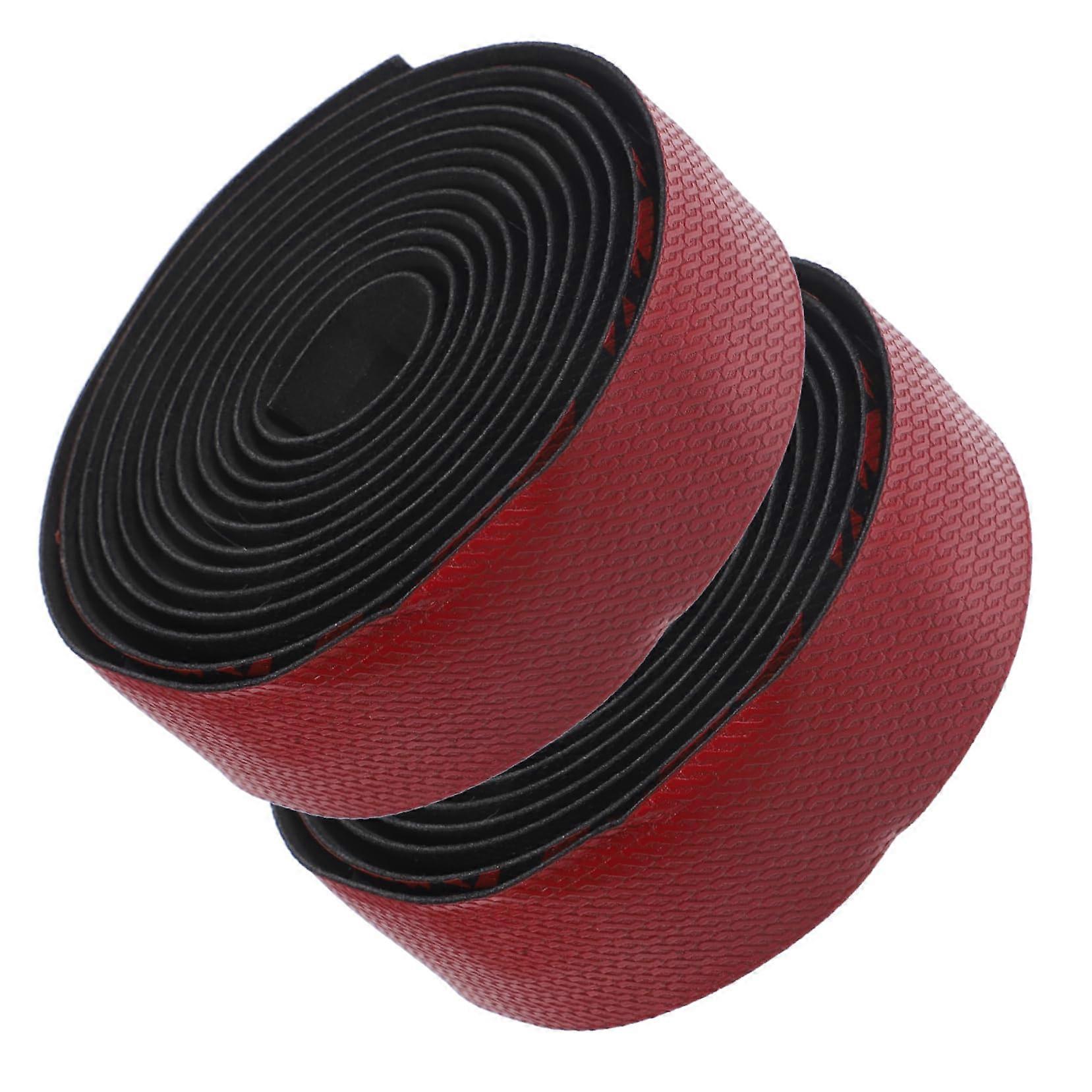 Bicycle Handlebar Tape Red Breathable Non Slip Self Adhesive PU Durable For Road And Mountain Bikes 1 Pair
