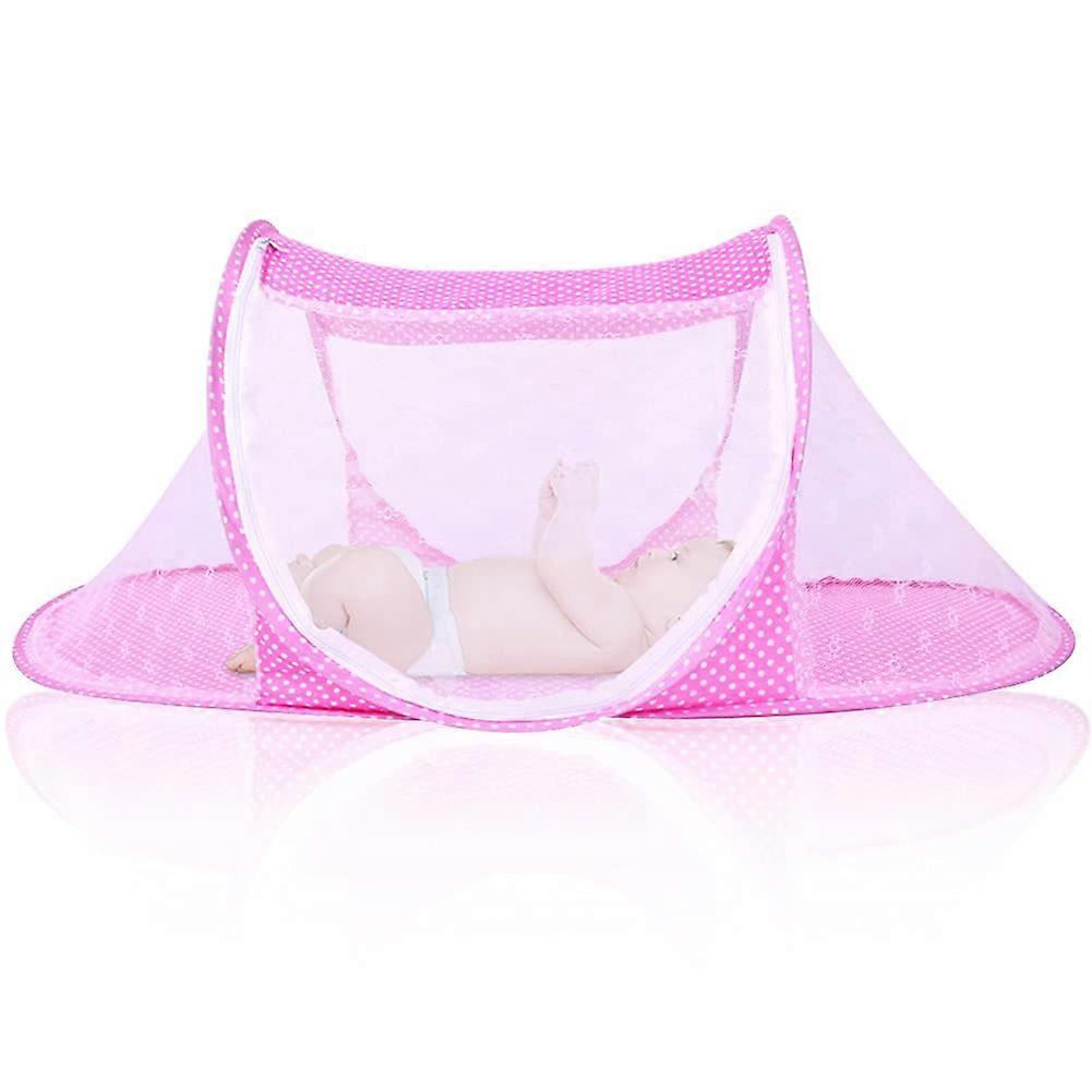 Baby Mosquito Net for Crib, Foldable Portable Self-Supporting Zip Net, Outdoor Travel, Pink, 110 x 60 x 38 cm