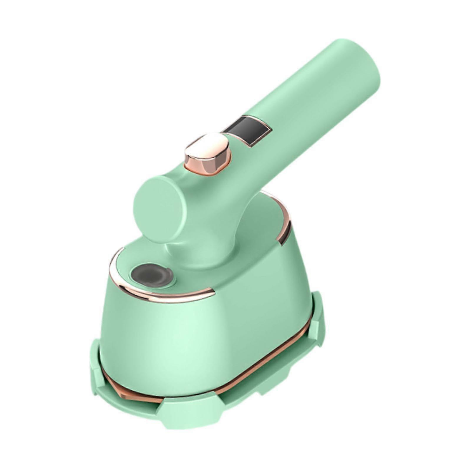 Portable Ironing Machine Travel Steamer with Foldable Handle for Wet and Dry Ironing Clothes, Green Color, Compact Design