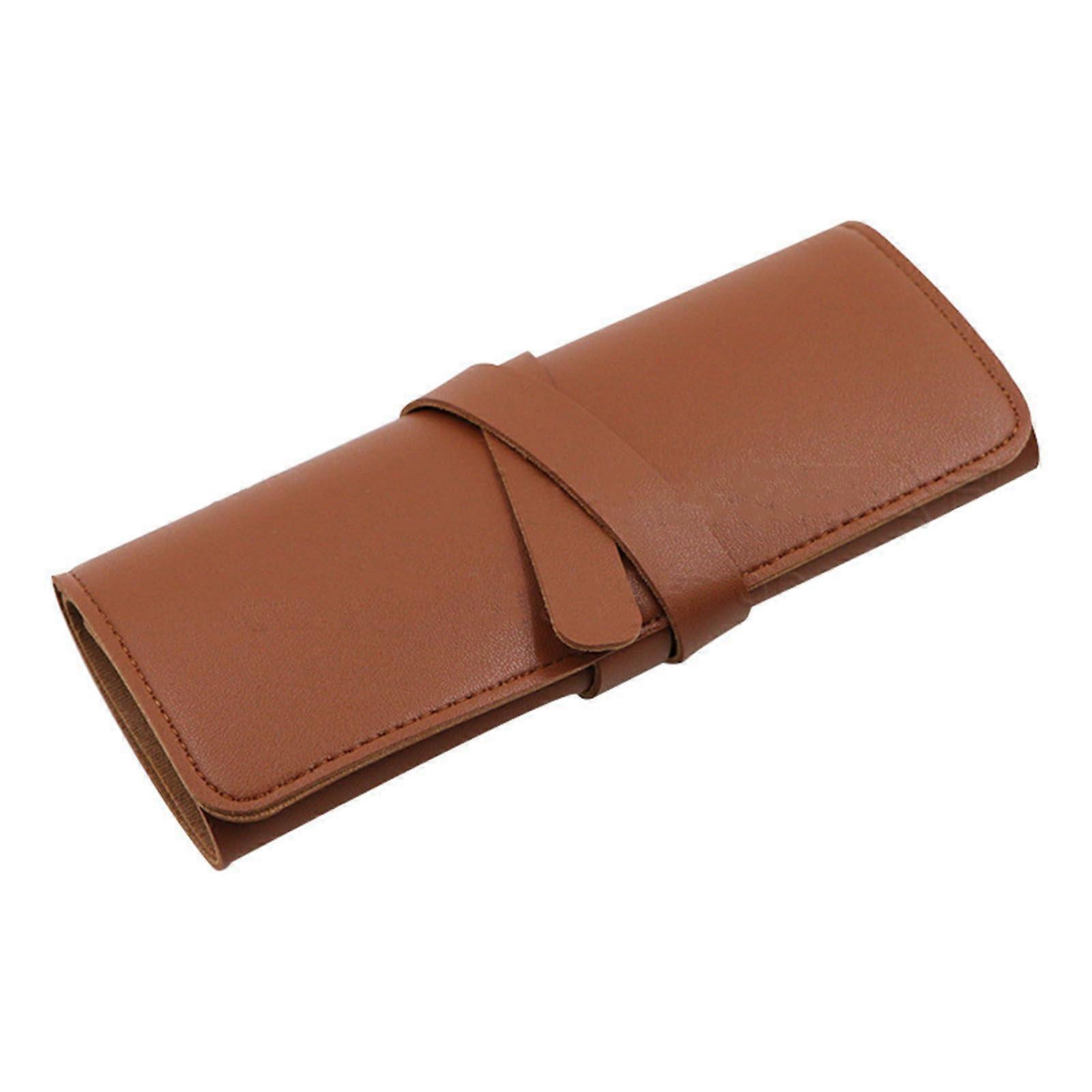Elegant Jewelry Travel Storage Box for Valuables - Small Multi-Compartment Organizer with Pockets in Brown Color