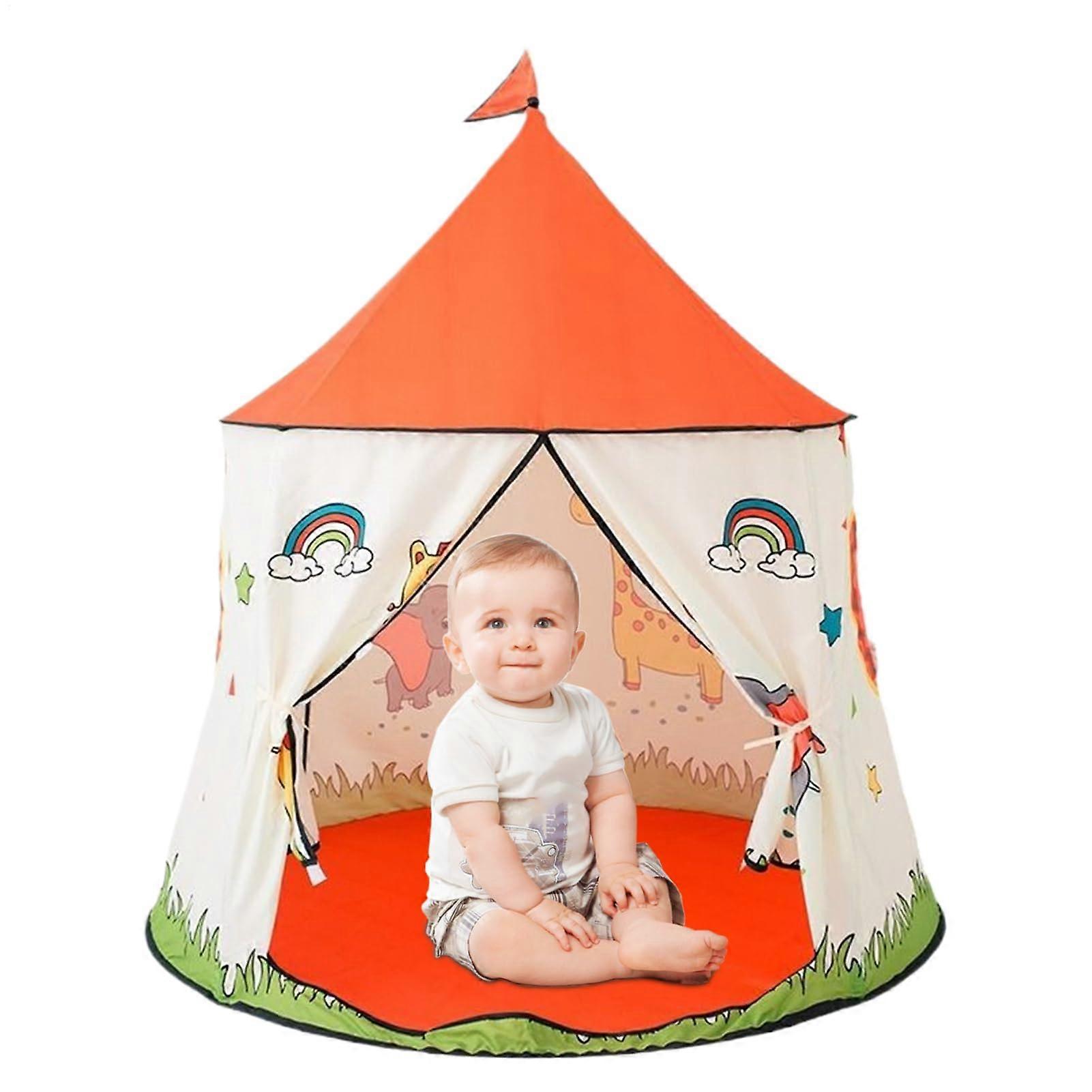 Children's Tent Indoor Playhouse | Portable Camping Equipment for Toddlers, Orange Color, Ideal for Birthdays and Christmas Parties