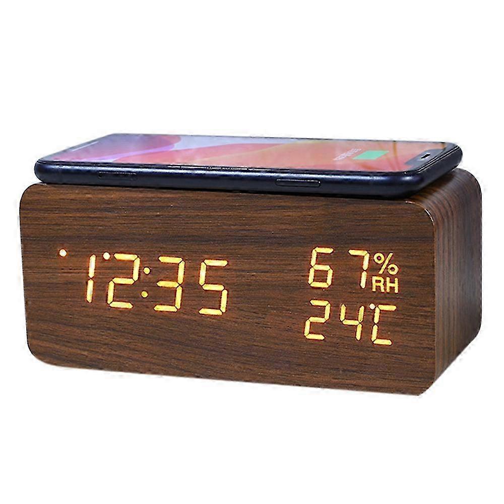 Digital Alarm Clock with Temperature and Humidity, LED Electronic Clock, Smartphone Wireless
