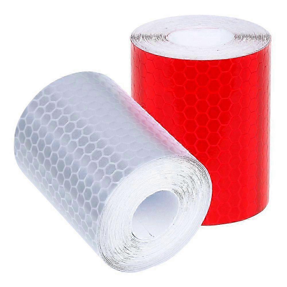 2 pcs 50mm 3 meter Adhesive Warning Reflector Security Marking Tape Red and White