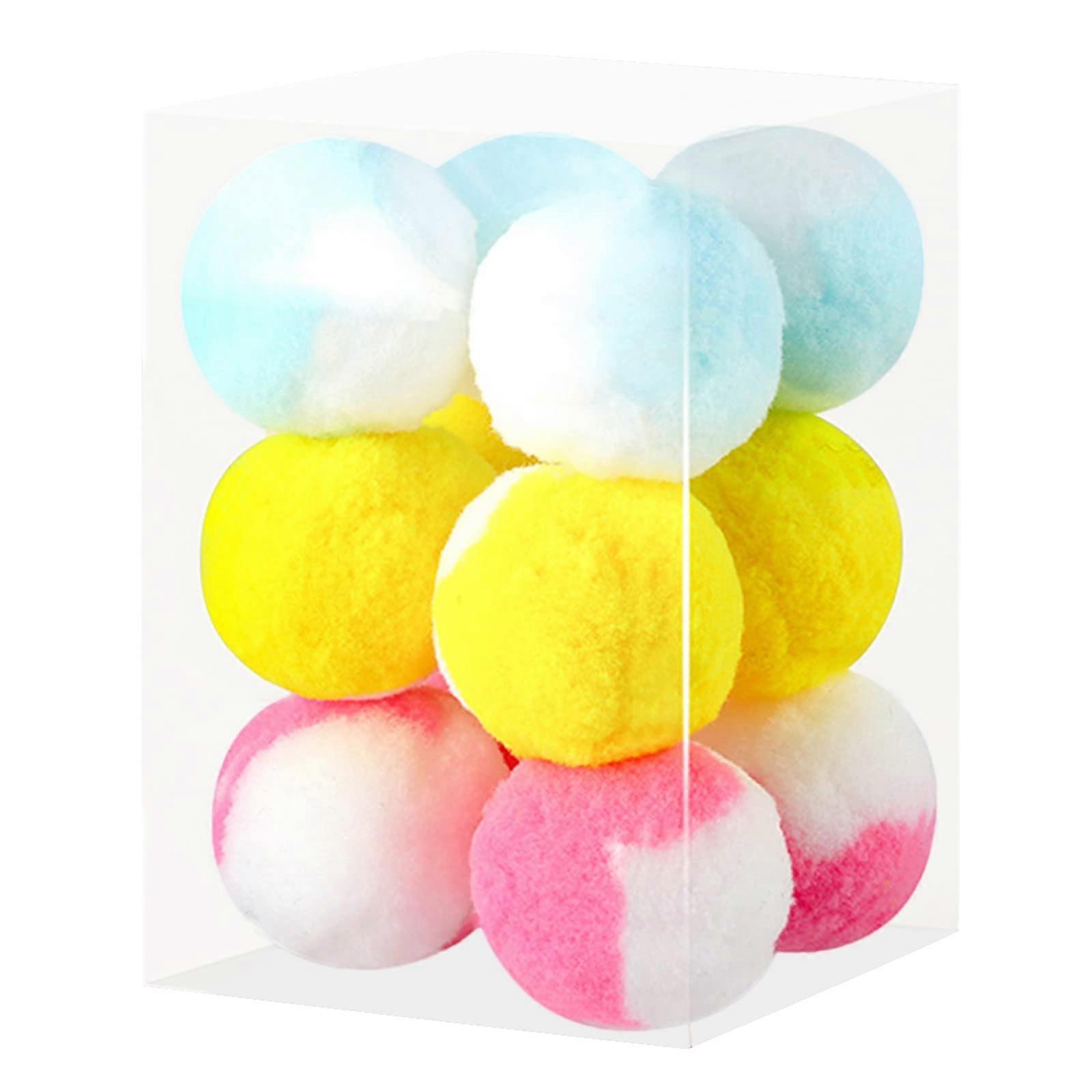 12piece soft pompom balls for cats, interactive plush toy for kitten training and play, pompons for cats, 4.6 cm