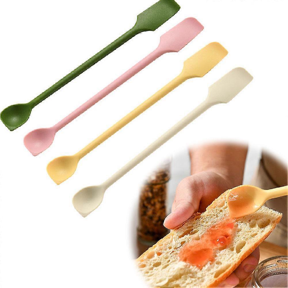 Pink (C)$Silicone double-headed jam scraper kitchen silicone scraper jam spatula household double-headed stirring stick spoon