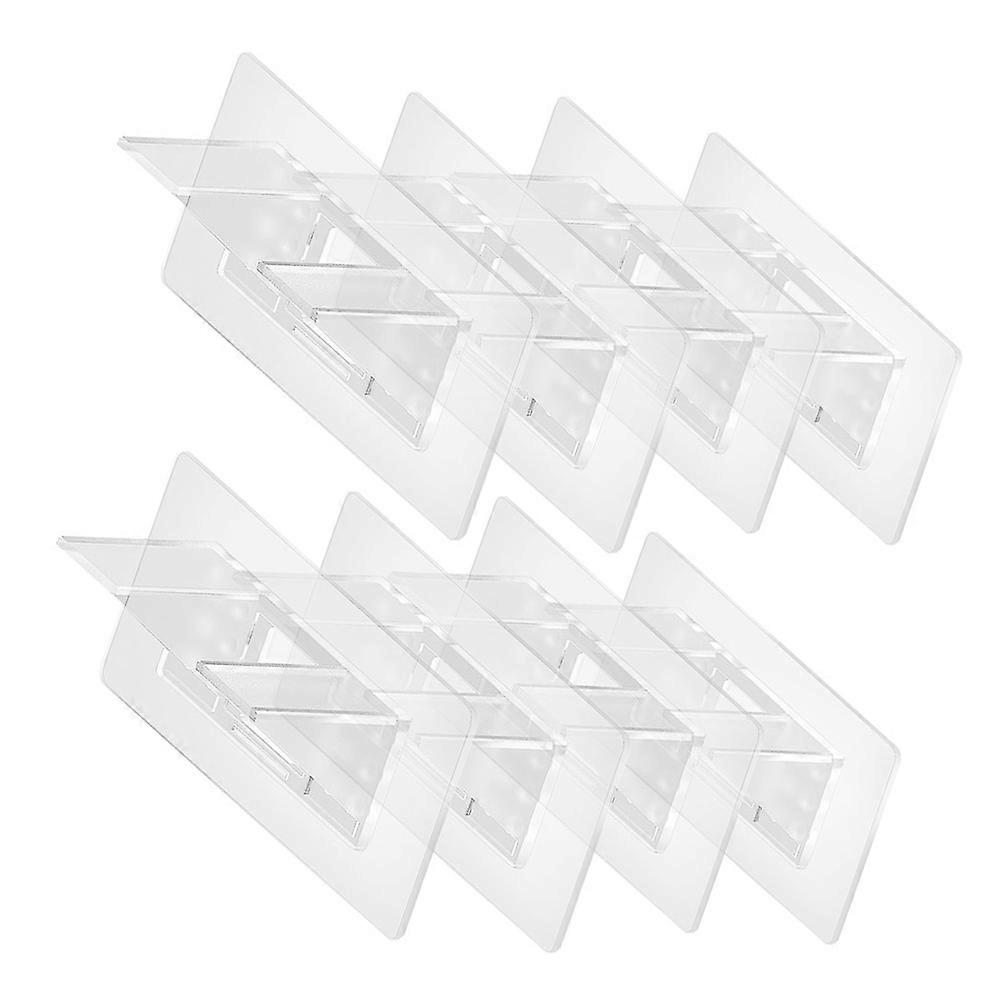 8pcs Transparent Punch Shelf Support Pegs for Wardrobe & Bookshelf Layering – Wall Mounted Storage Triangle Brackets, No Nails Required