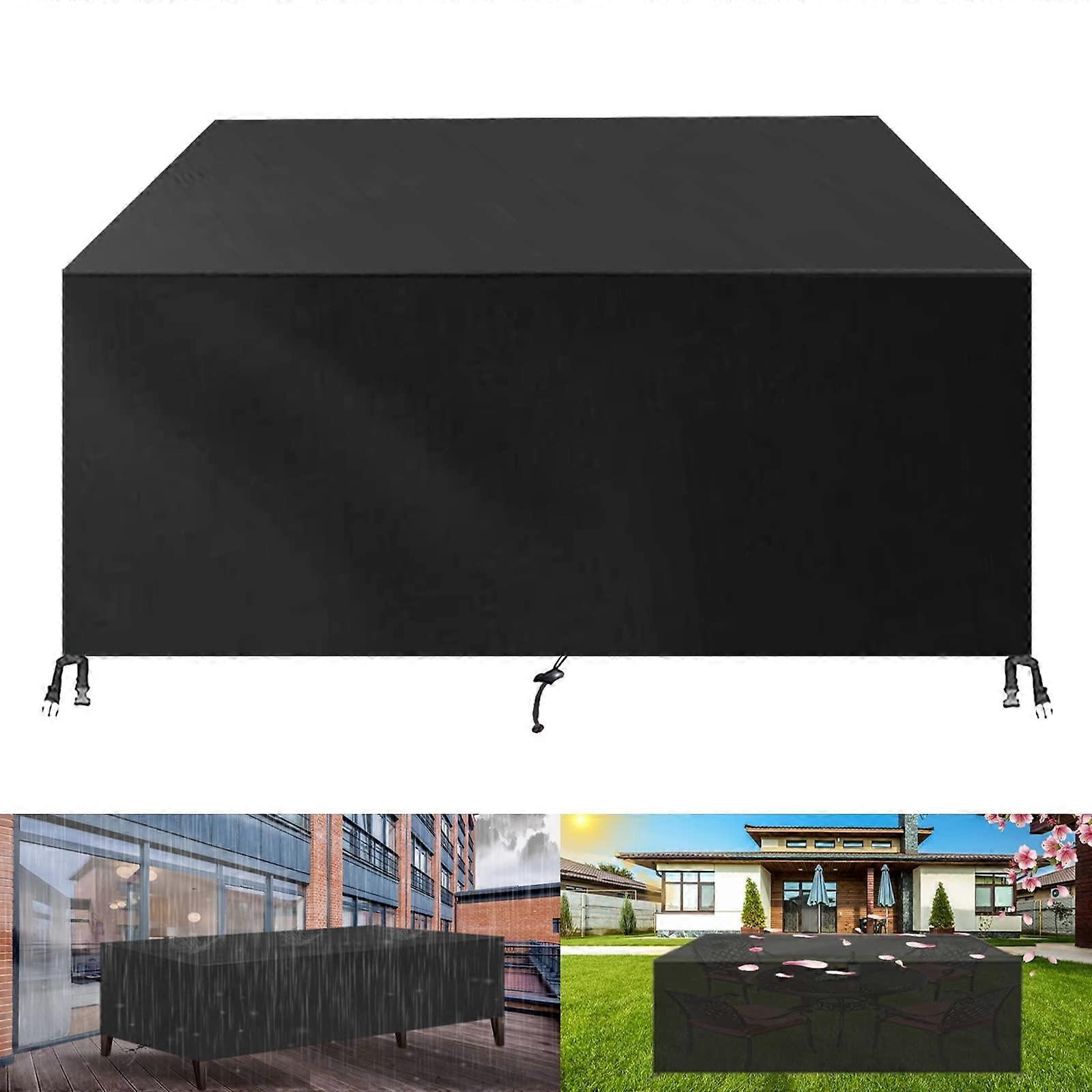 Patio Furniture Cover for Rectangular Tables and Chairs, Black 180x115x70cm