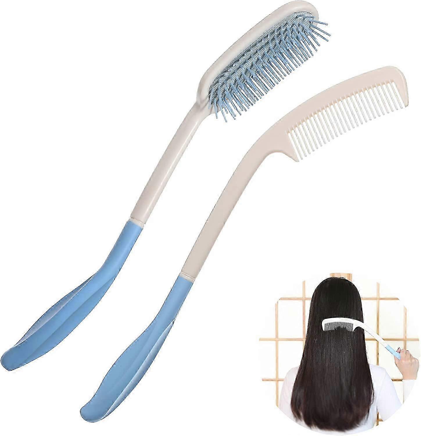 Long-Handled Comb and Brush Set - Designed for Elderly and Handicapped Users