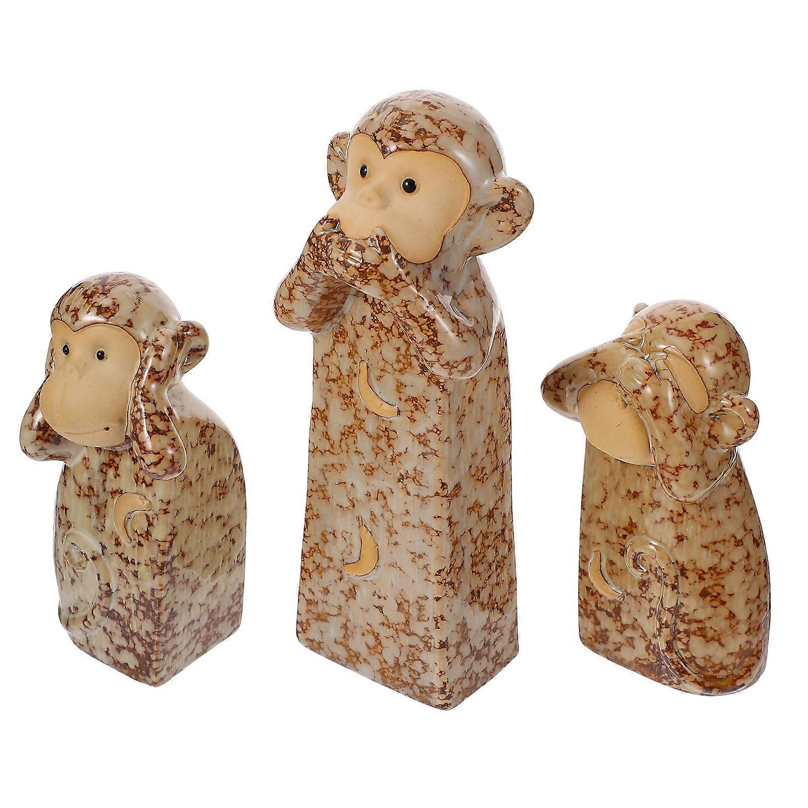 3pcs Ceramic Speak No Evil Statue Set   Charming Tabletop Decor for Home, Office, Weddings & Daily Life