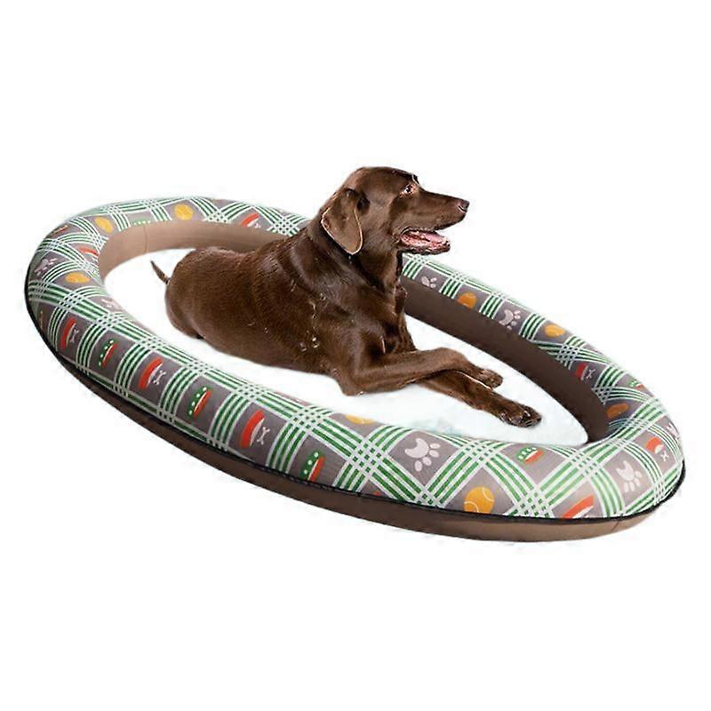 Brown checkered pet floating drain inflatable dog floating mat pet supplies dog floating bed