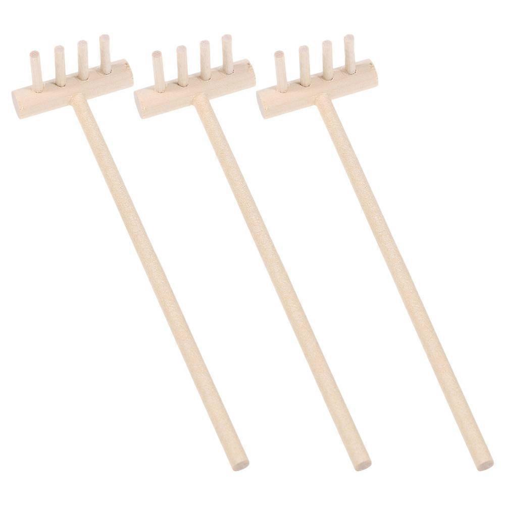 Sandbox Mini Rakes Set Bamboo Tea Set Sandbox Rakes Creating Patterns on Sand 3Pcs
