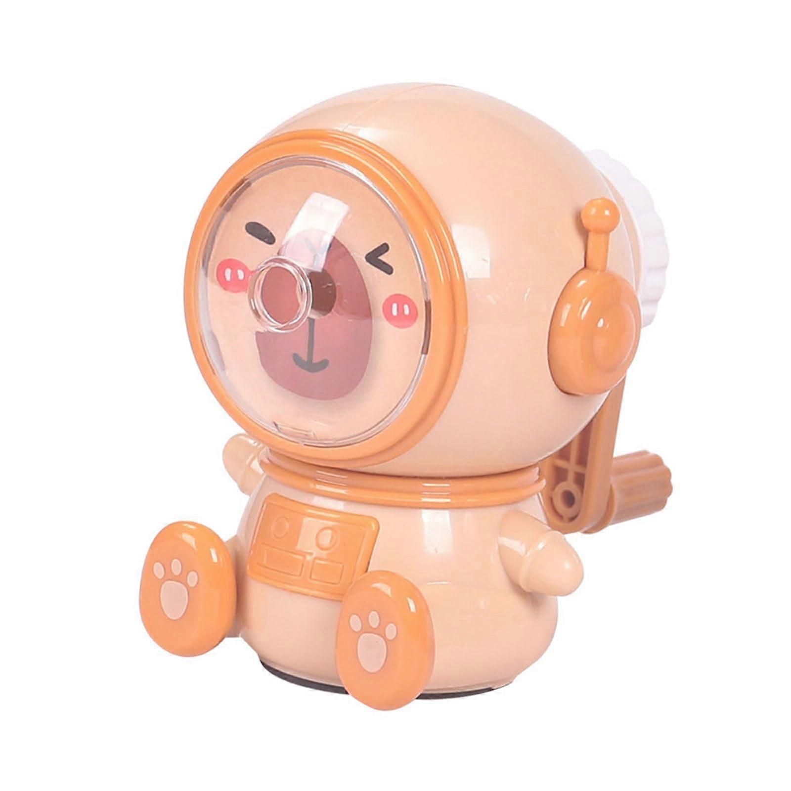 Manual Pencil Sharpener with Container, Automatic Feed in 3 Speed Thickness, Adjustable for Kids, Artists, Students, Office Light Coffee