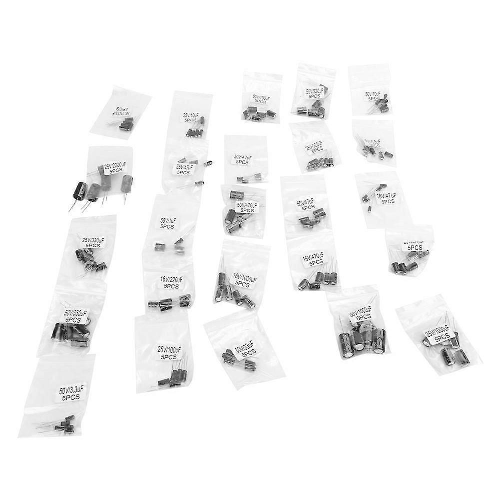 Kit de capacitor eletrolítico 125PCS 16V - 50V 47UF - 1000UF Capacitor Eletrolítico Sortimento