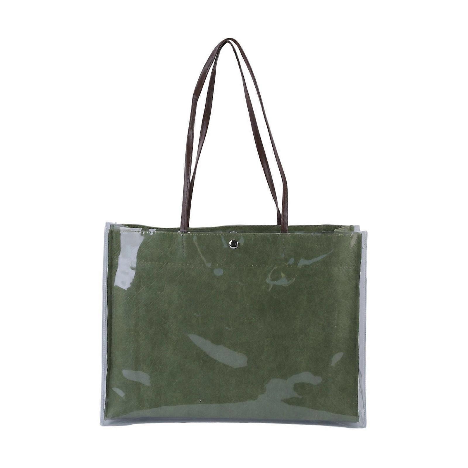 Women Shoulder Bag Large Capacity Shopping Bag Trendy Handbag All-matching Top Handle Bag Simple Commuting Bag  Olive green