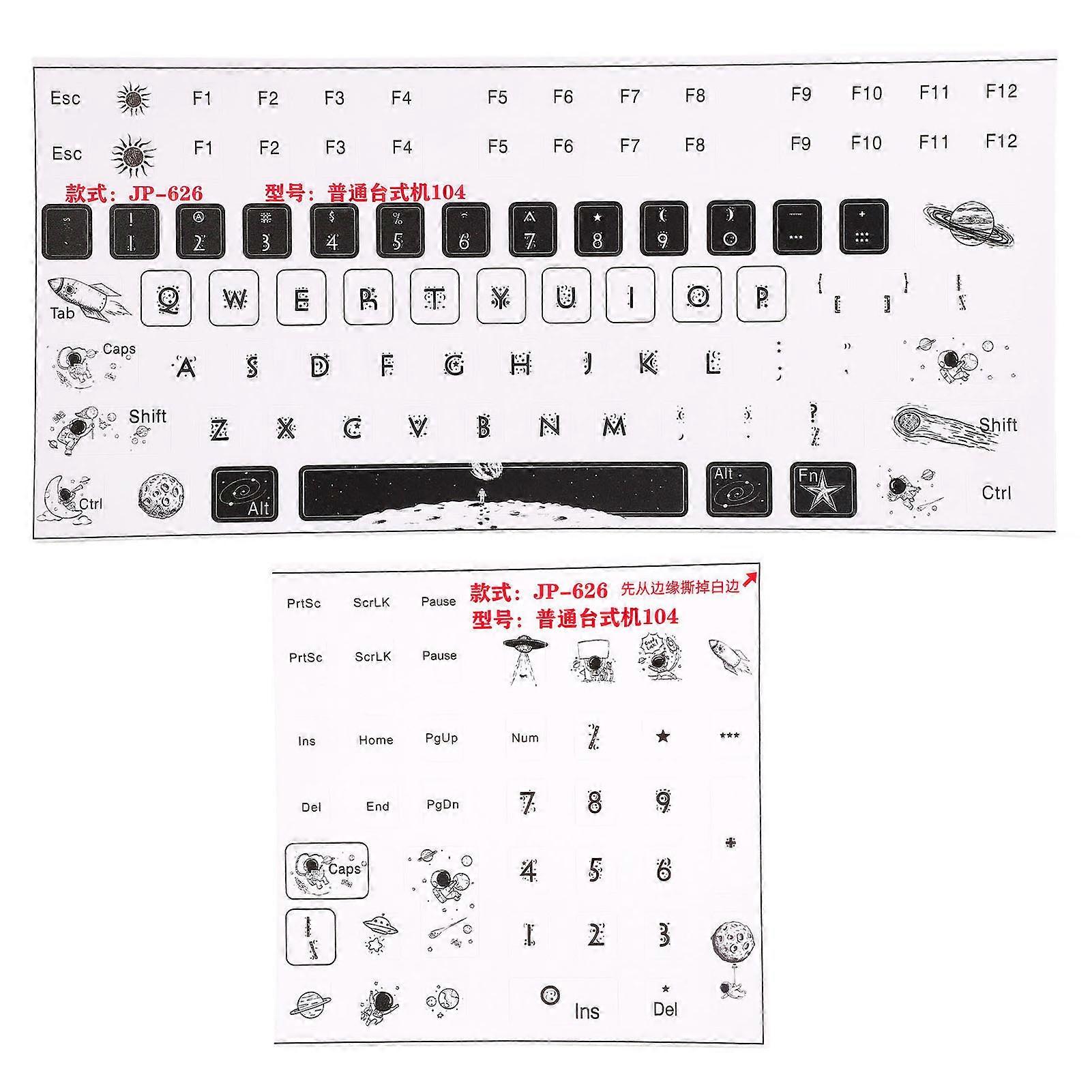 2 Pcs Universal Desktop Computer Mechanical Gaming Replacement Keyboard Keycap Matte Stickers