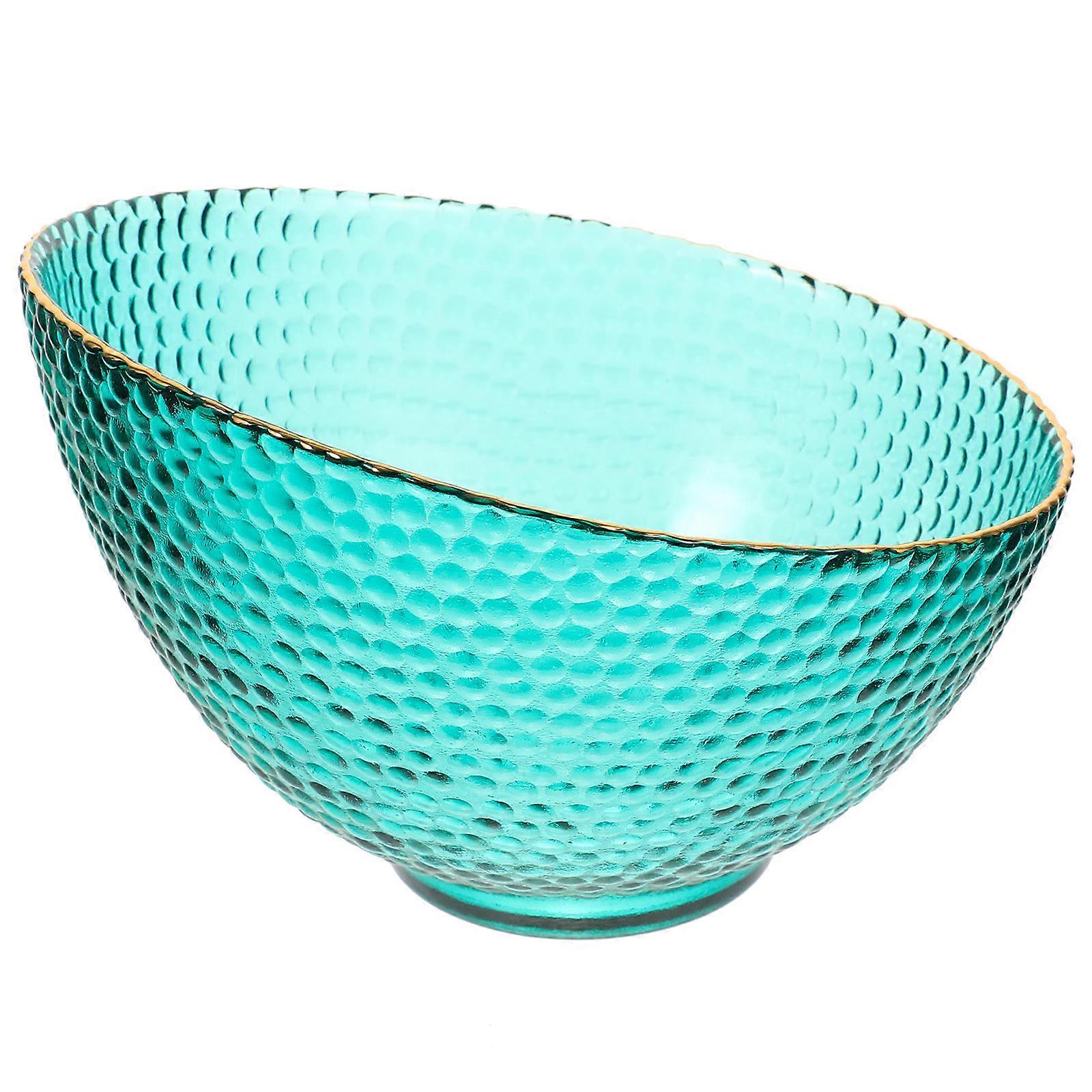Modern Fruit Bowl Glass Bowl Decorative Household Salad Bowl Inclined Edge Easy to Clean 1Pcs