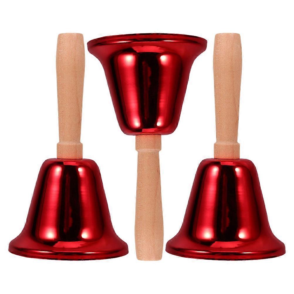 3pcs Loud Hand Bells for Seniors, Teachers, and Pet Training – Metal Service Bells with Wooden Handles for Classroom, Elderly Care, and Bedside Use