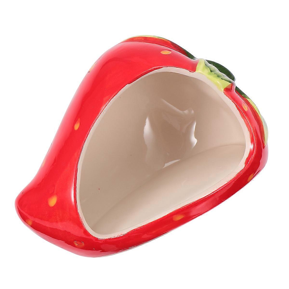 Strawberry Shaped Ceramic Hamster Nest Bed for Small Pets, Easy to Clean, Multi Purpose Design for Indoor and and Relaxation