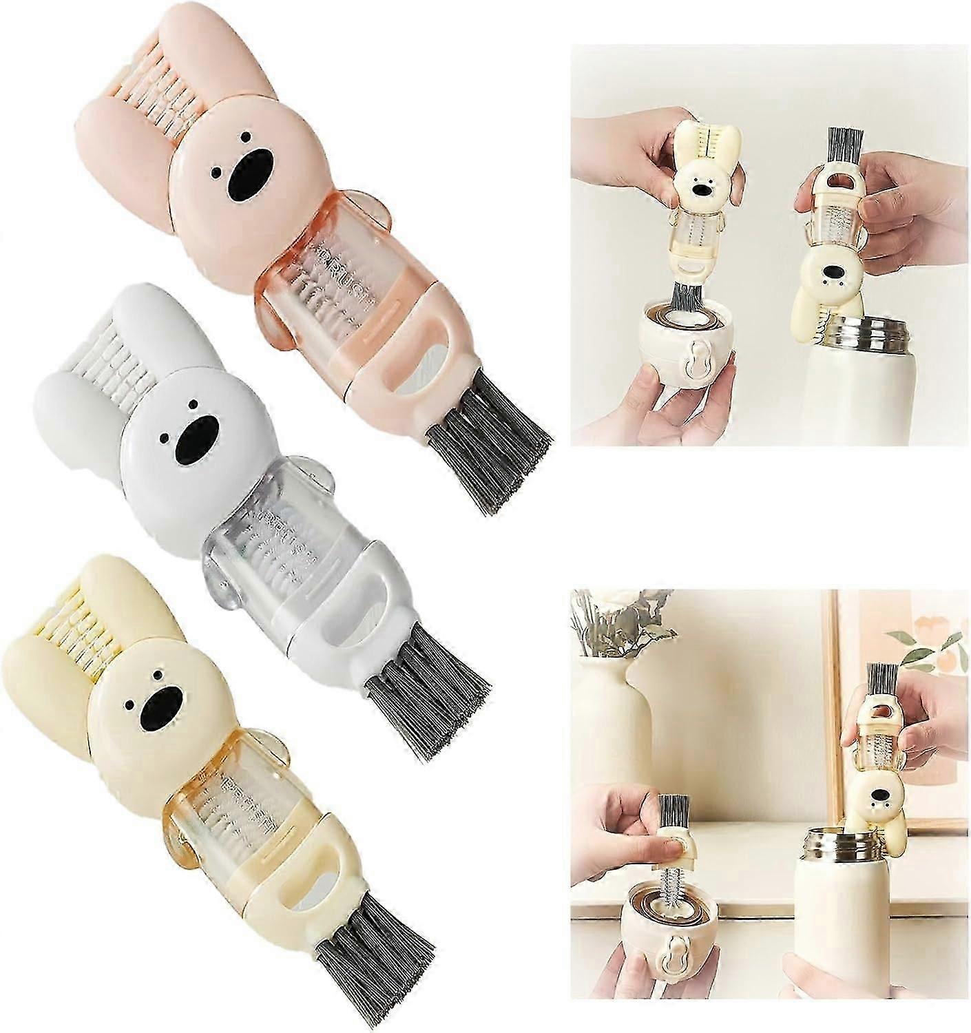 3 in 1 Cup Lid Cleaning Brush, 3Pcs Portable Crevice Cleaning Brush Set for Insulated Mugs Crevice Tight Space Cup Lids