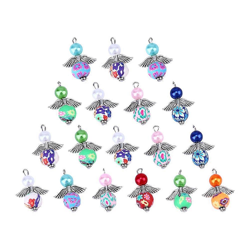Alloy Jewelry Accessory Handmade Clay Pendants For Jewelry Making Wing Shape Assorted Color 40Pcs