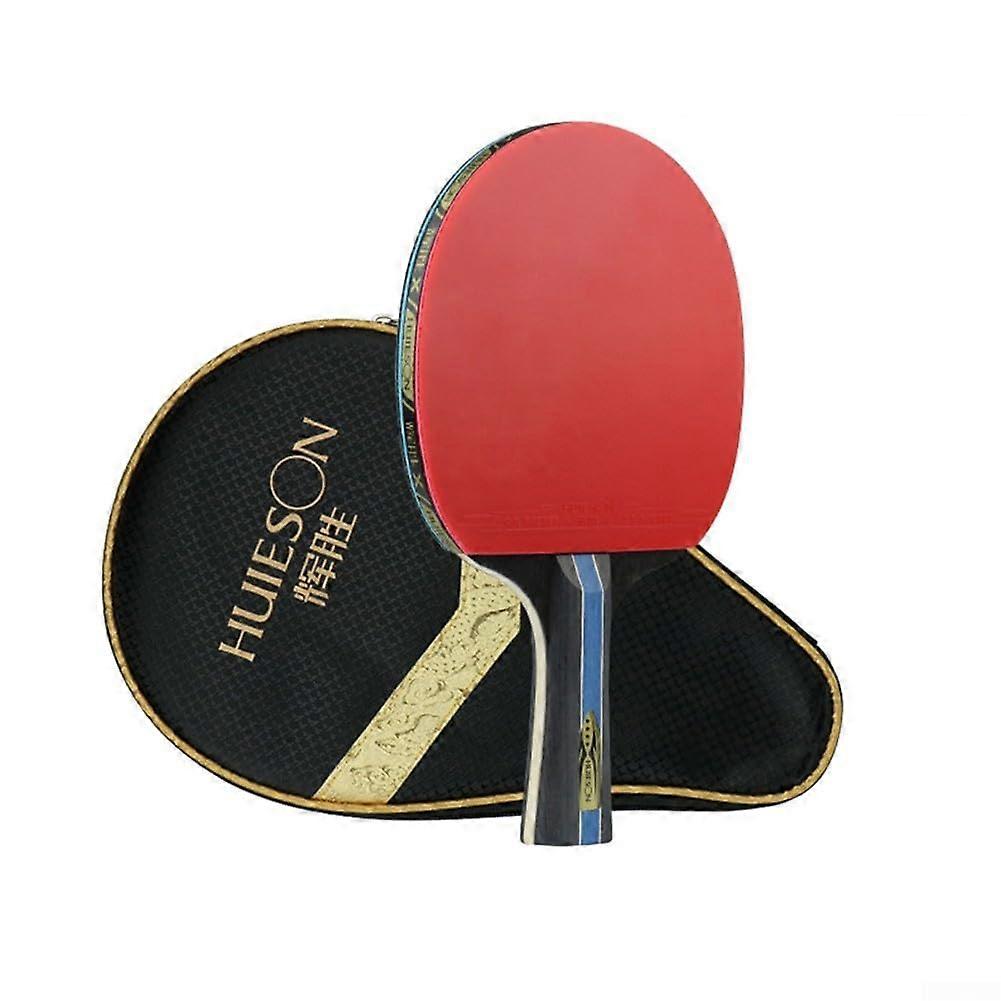 Table Tennis Bat with Double Knobs in Sticky Rubber, Suitable for Beginners Short Handle