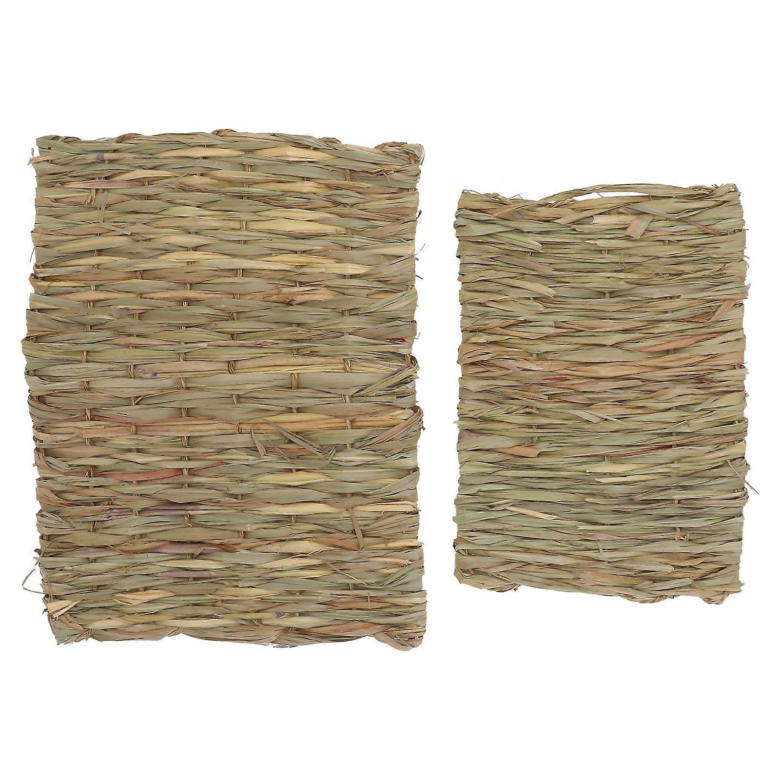 2pcs Woven Rabbit Mats for Hamsters Natural Chew Nest Mat for Foraging & Nesting Safe for Nibbling & Cuddling