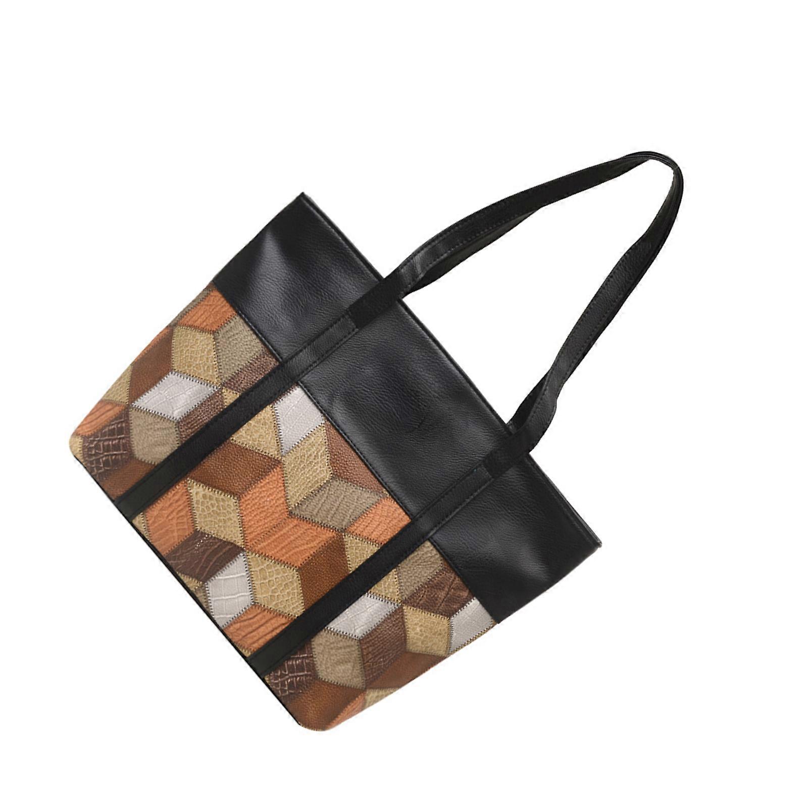 Women Shoulder Bag Large Capacity Armpit Bag Patchwork Handbag All-matching Top Handle Bag Simple Commuting Bag Multicolor