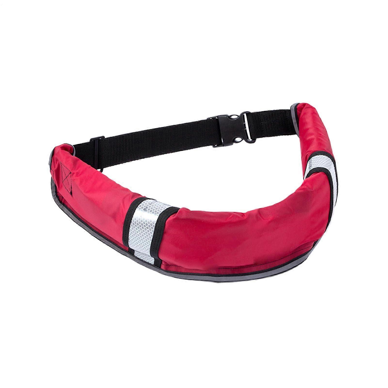 Manual Inflatable Belt - Adjustable Swim Belt, One Size, Red, For Boating, Fishing, Snorkeling, Pool, Wakeboarding