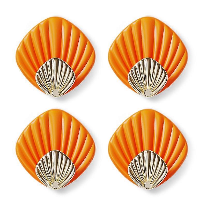 4pcs / Set Household No-Punch Seashell Hooks Bathroom Kitchen Sticky Hooks