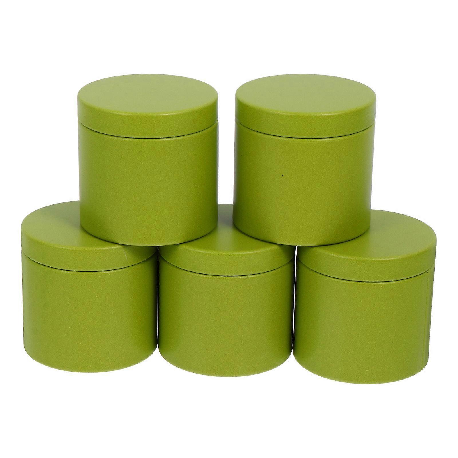 Green Tinplate Jar for Storage Made of Iron Suitable for Tea Candy and Snacks 5 Pieces