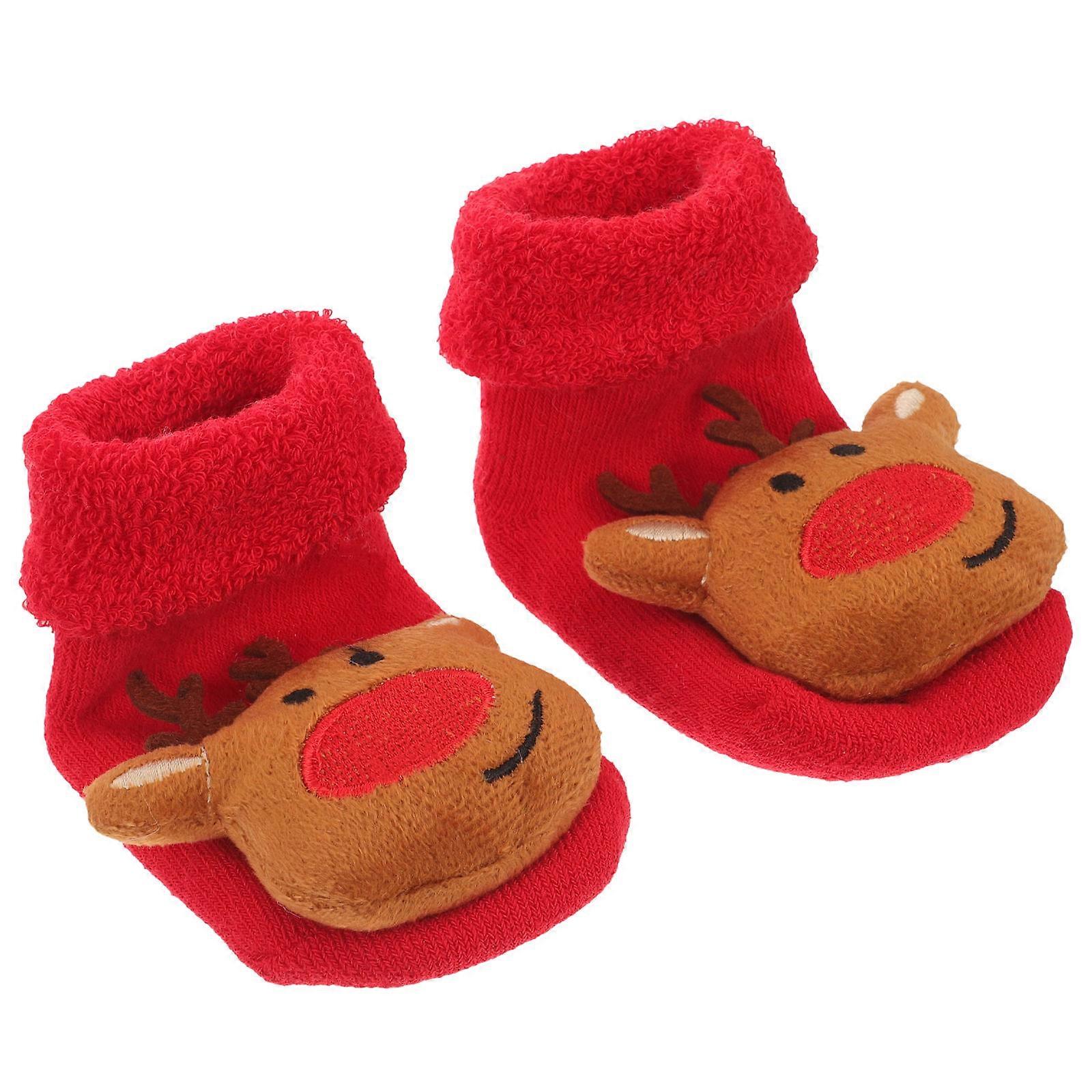 Socks With Grips Baby Non-Slip Comfortable Cartoon Xmas Elements M Size