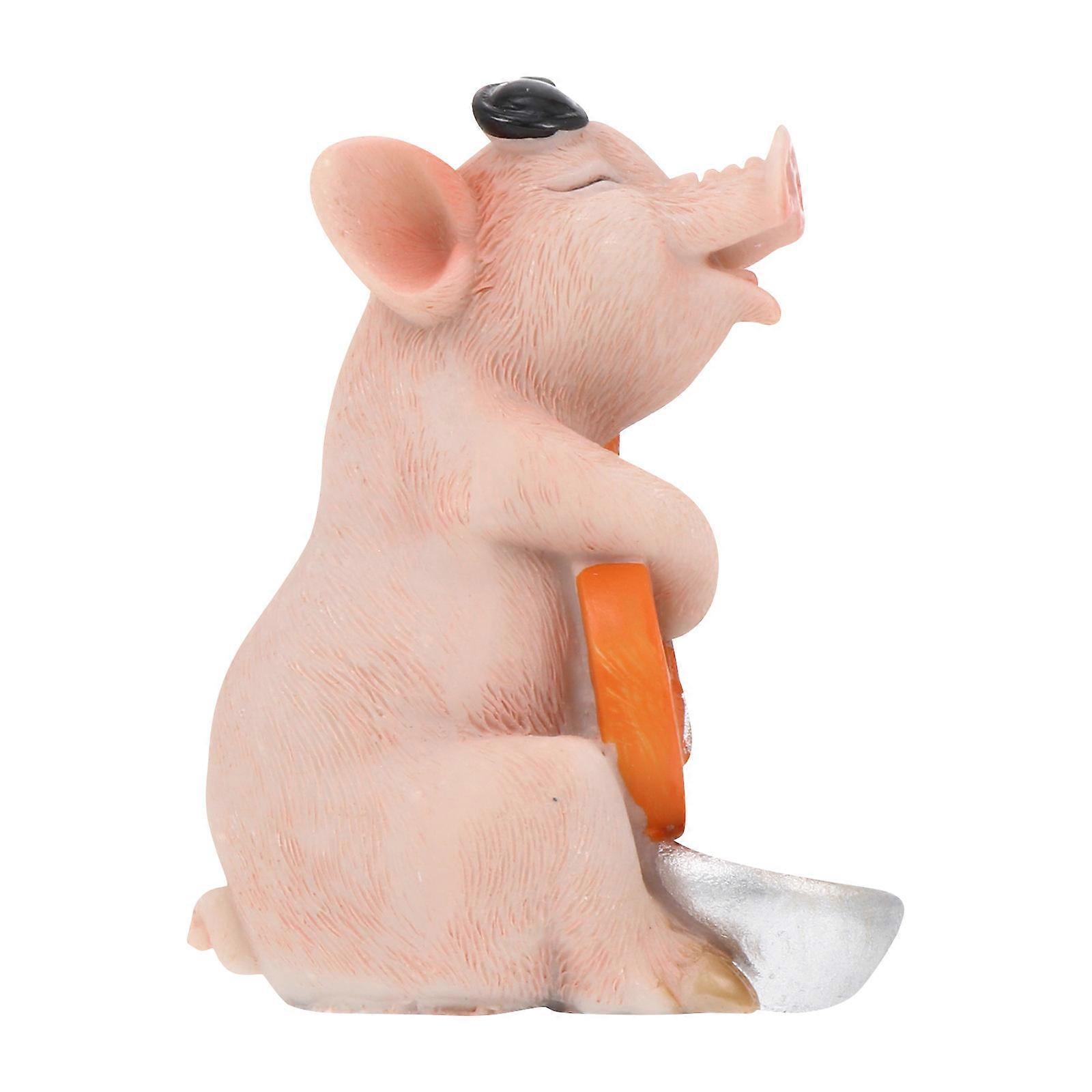 Pig Ornaments Mini Ornament Resin Material Garden Decoration Pig Shape Desktop Adornment 1Set