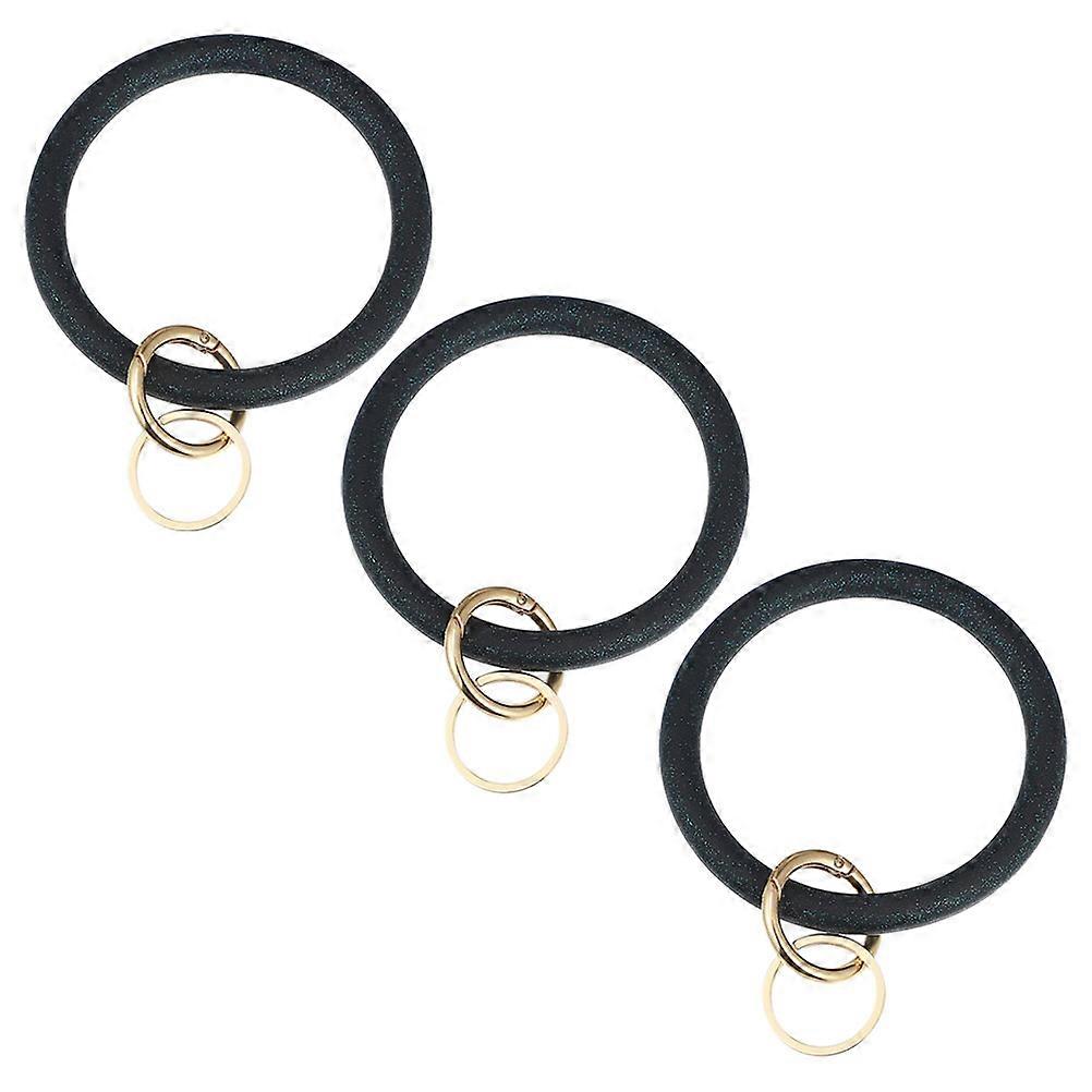 Silicone Keychain Supply Wristlet Keychain Round Shape Prevent Loss For Traveling 3Pcs