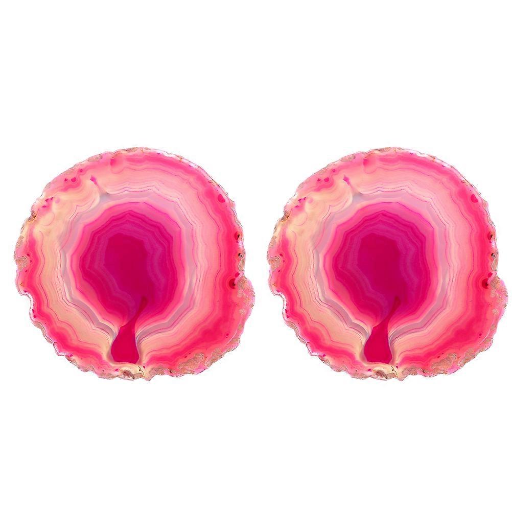 Rosy Agate Stone Coasters for Decor High Temperature Resistant Non Slip Modern Design 2 Pieces