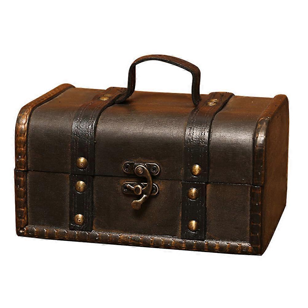Creative Storage Box Wood Material Vintage Design Light Brown 7.1×4.9×3.7in for Jewelry Home Use 1Pcs
