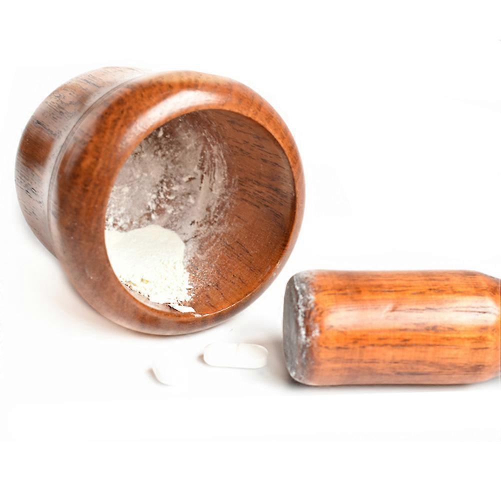 Wooden Garlic Pounder Pedestal Bowl and Pestle Set for Kitchen Use Made of Resin Chocolate Color