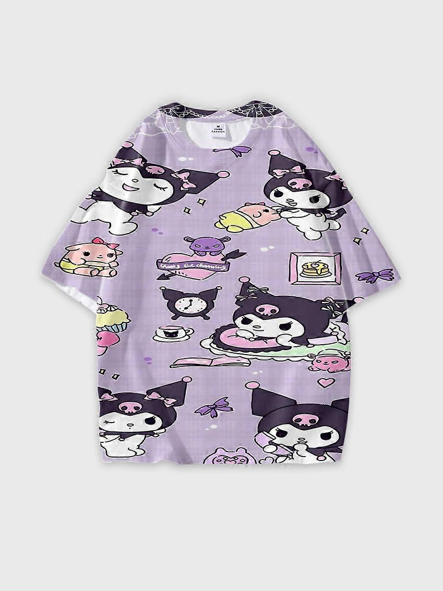 T-shirt round neck Cartoon Pattern loose short sleeve B277