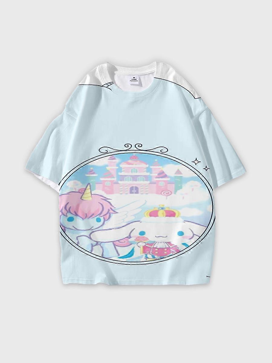 T-shirt round neck Cartoon Pattern loose short sleeve E2681