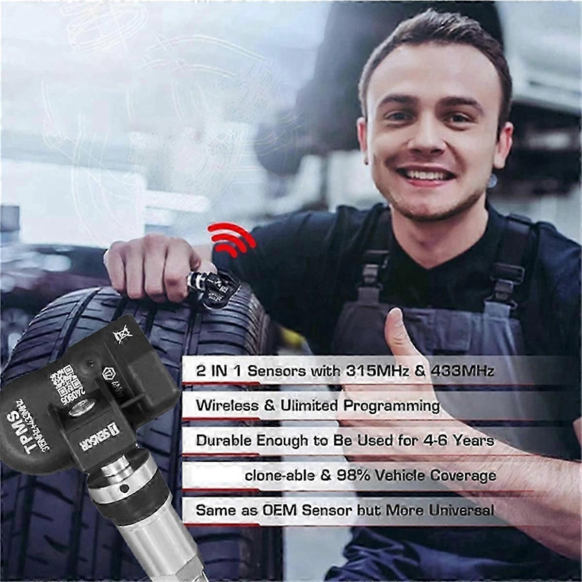 8Pcs Programmable TPMS MX Sensor 315MHZ+433MHz 2-In-1 Tire Pressure Sensor Monitor for Autel Tool TS